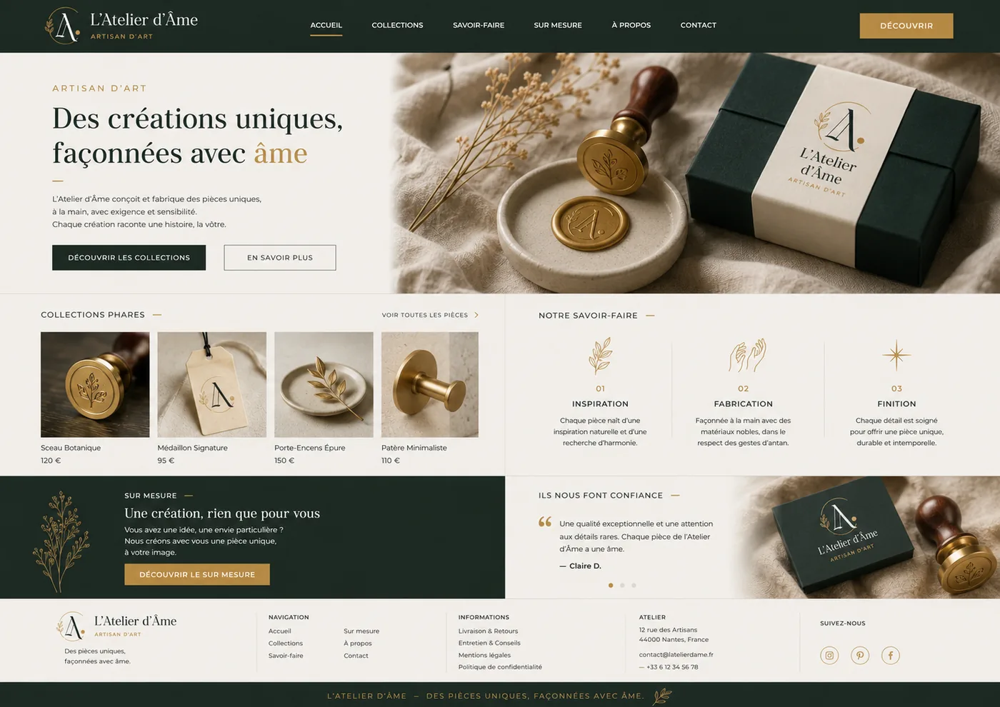 Site L'Atelier d'Âme : Artisanat d'art